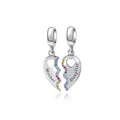 S925 Silver MiniJewelry Women Child Daughter Son Mother Mom Love Heart Dangle Charm for Bracelets Necklaces Pendants 2Pcs