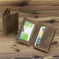 Factory Wholesale Genuine Leather Large Capacity Button Card Holder Wallet Vintage Men's Card Bag