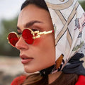Luxury Female Small Oval Metal Gold Frame Vintage Sun Glasses Retro Designer Trendy Women Shades Sunglasses 2024