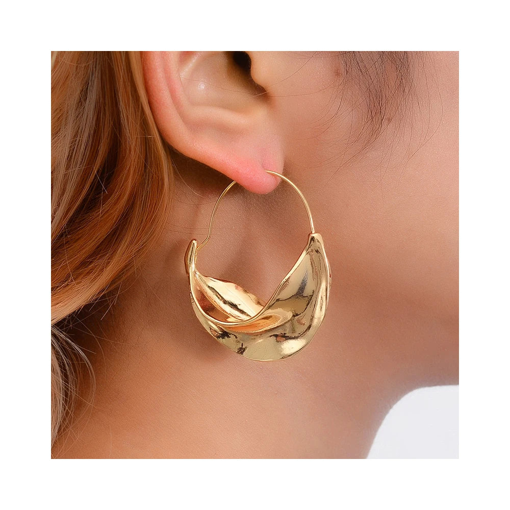 Pendientes Mujer Fashion Jewelry Irregular Earrings Women Basket Shaped Pendientes Elegantes Gold Plated Big Statement Earrings