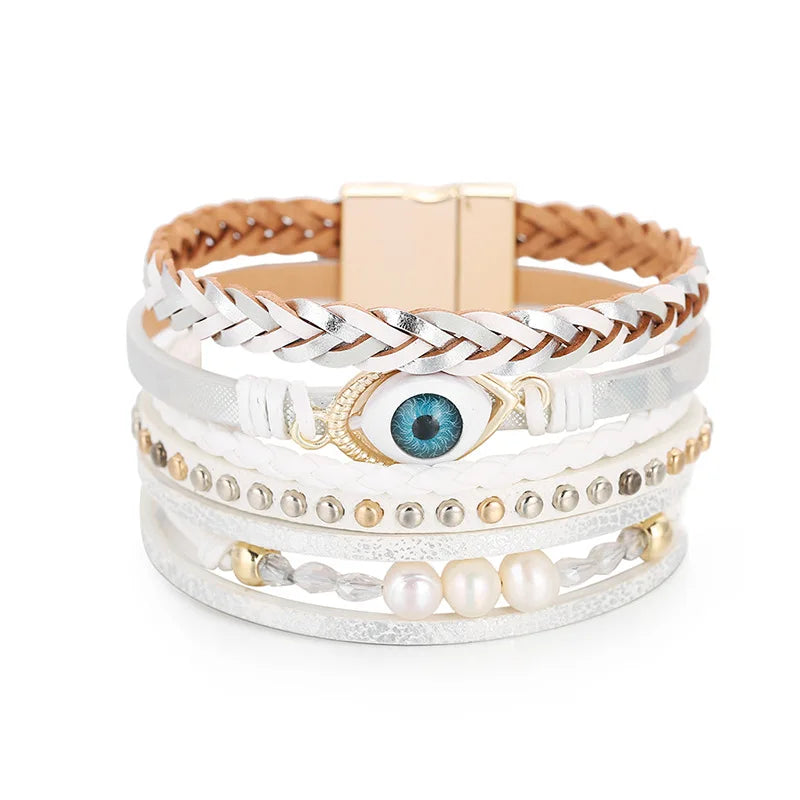DHJ00083 Wholesale Fashion Eye Bracelet Women's Leather Bracelet Exaggerated Bracelet Jewelry
