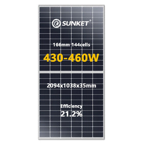 Sunket 470W Bifacial HJT N-type Solar Roof Panels System for Home Solar Pv Module