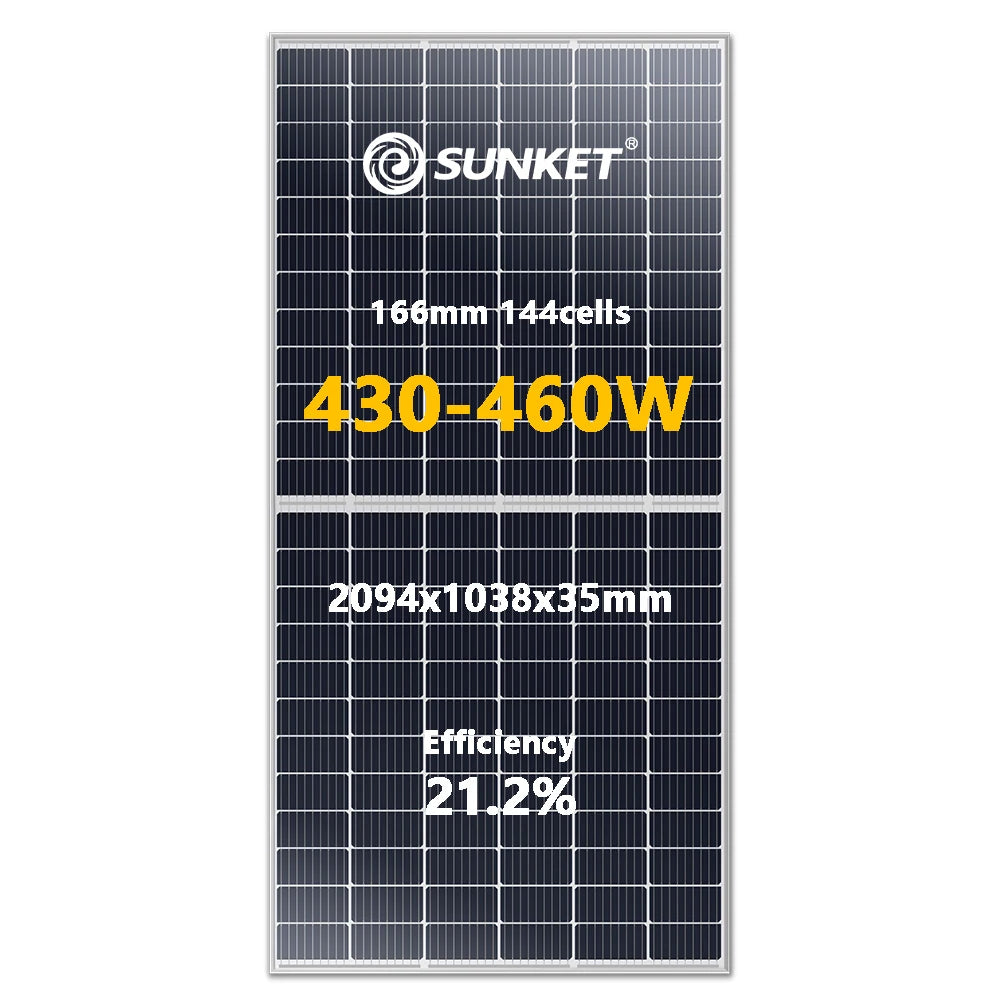 Sunket 470W Bifacial HJT N-type Solar Roof Panels System for Home Solar Pv Module