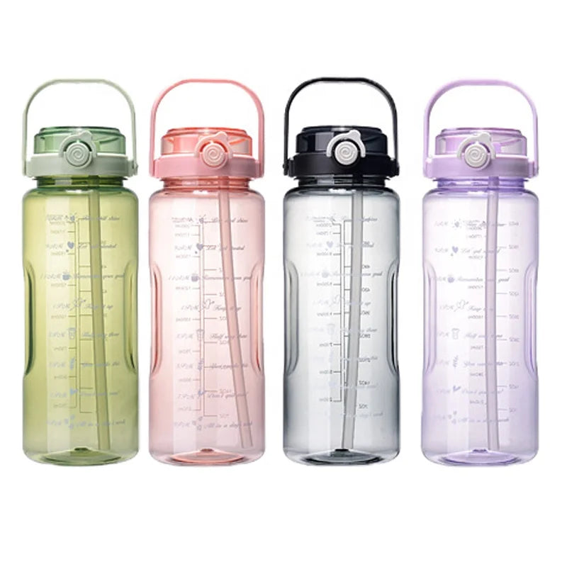 2023 Hot Sell Portable Fitness 1.5L/2L Half Gallon With Time Marker Gym Water Bottles