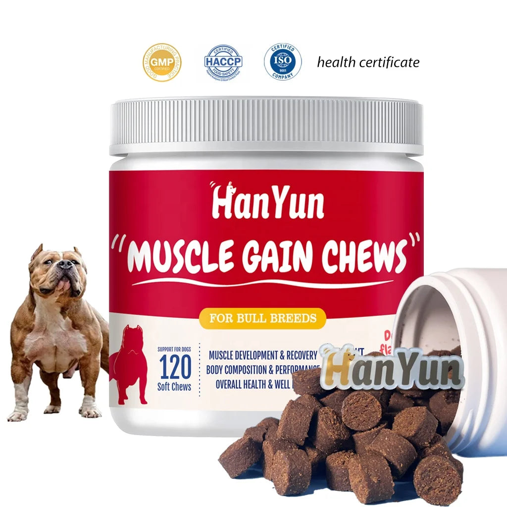 Privade Label Muscle Gain Chews Protein Supplement for Dogs Supports Muscle Builder Immune System Strengthen with Vitamins