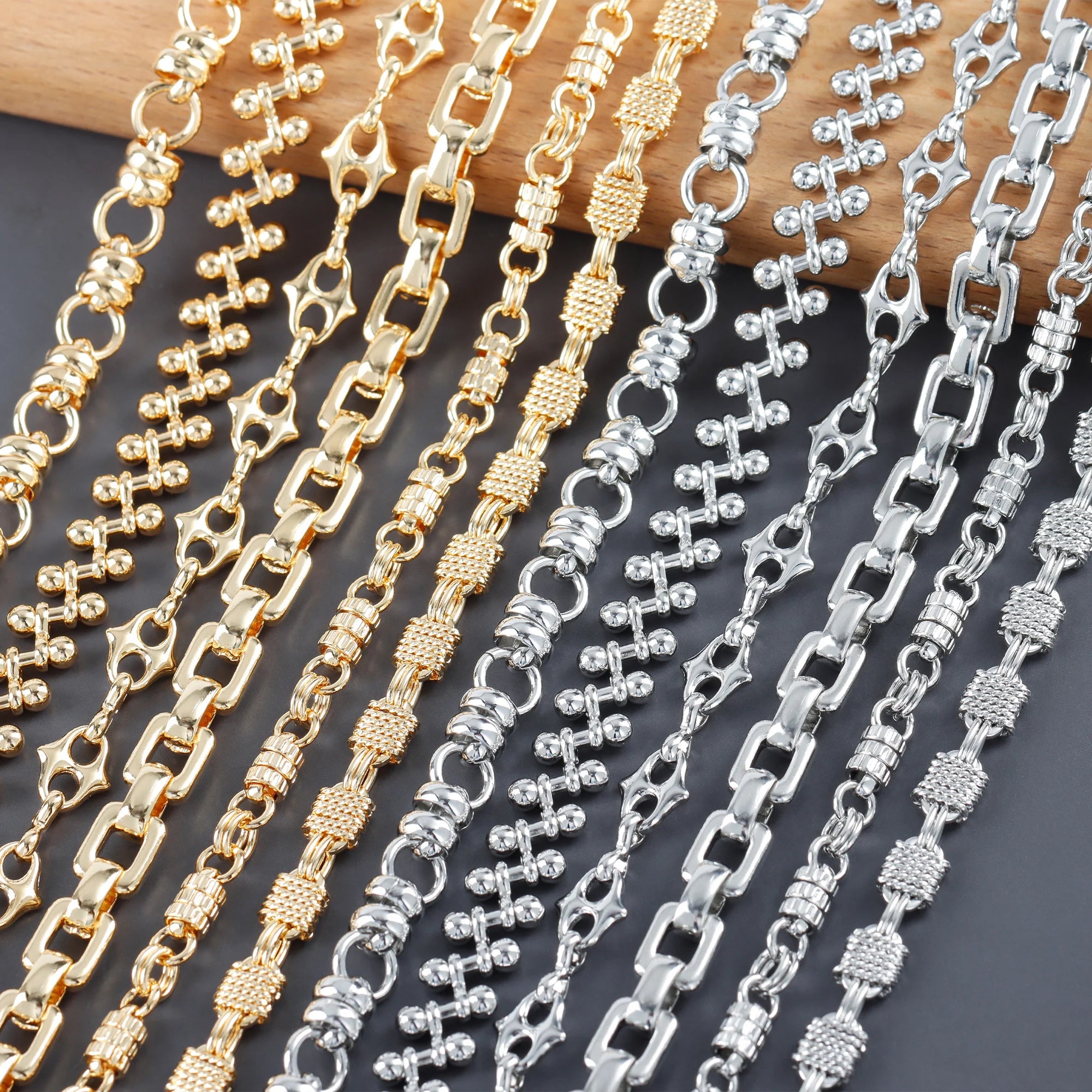 C253 50cm/lot 18K Gold Rhodium Plated Multi-Style Thick Metal Chain DIY Jewelry Making Accessories-Bracelet Necklace Made Copper