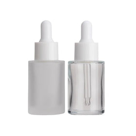 30ml Amber Frosted Essential Oil Bottle Glass Skincare Packaging with White Dropper