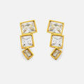 Dazan NEW HOT 18k Gold Plated Hypoallergenic Stainless Steel Modern Square Zircon Chandelier Earrings Fashion Show Model Jewelry