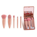 Professional 5Pcs Portable Small Makeup Brush Travel Makeup Brushes Set with Makeup Mirror Case