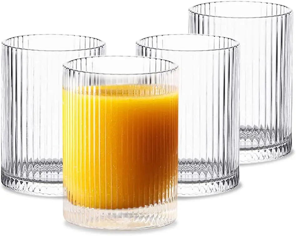 Vertical Design Simple Juice Glass Water Cup Vintage Glassware Transparent Cocktail Glasses Highball Drinking Glassfor Home