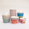 Customized Logo Disposable Paper Cup for Ice CreamDessert Bowl Ice Cream Cup With Lid