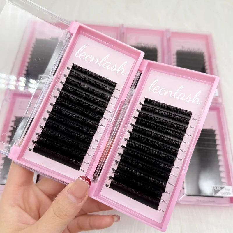 Wholesale Korean Pbt Matte Dark Black Individual Eyelash Extensions 0.03 0.05 Thickness Cashmere Lash Volume 0.15mm Thickness MegaBDM