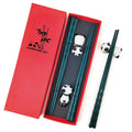 Hot Sell Bamboo Knot Design GlassFiber Chopsticks With Ceramic Panda Rest Gift Set