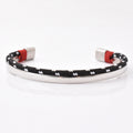 Custom Logo Oem Stainless Steel Men Nylon Cord Bangle Open Cuff Friendship Gift Bangle