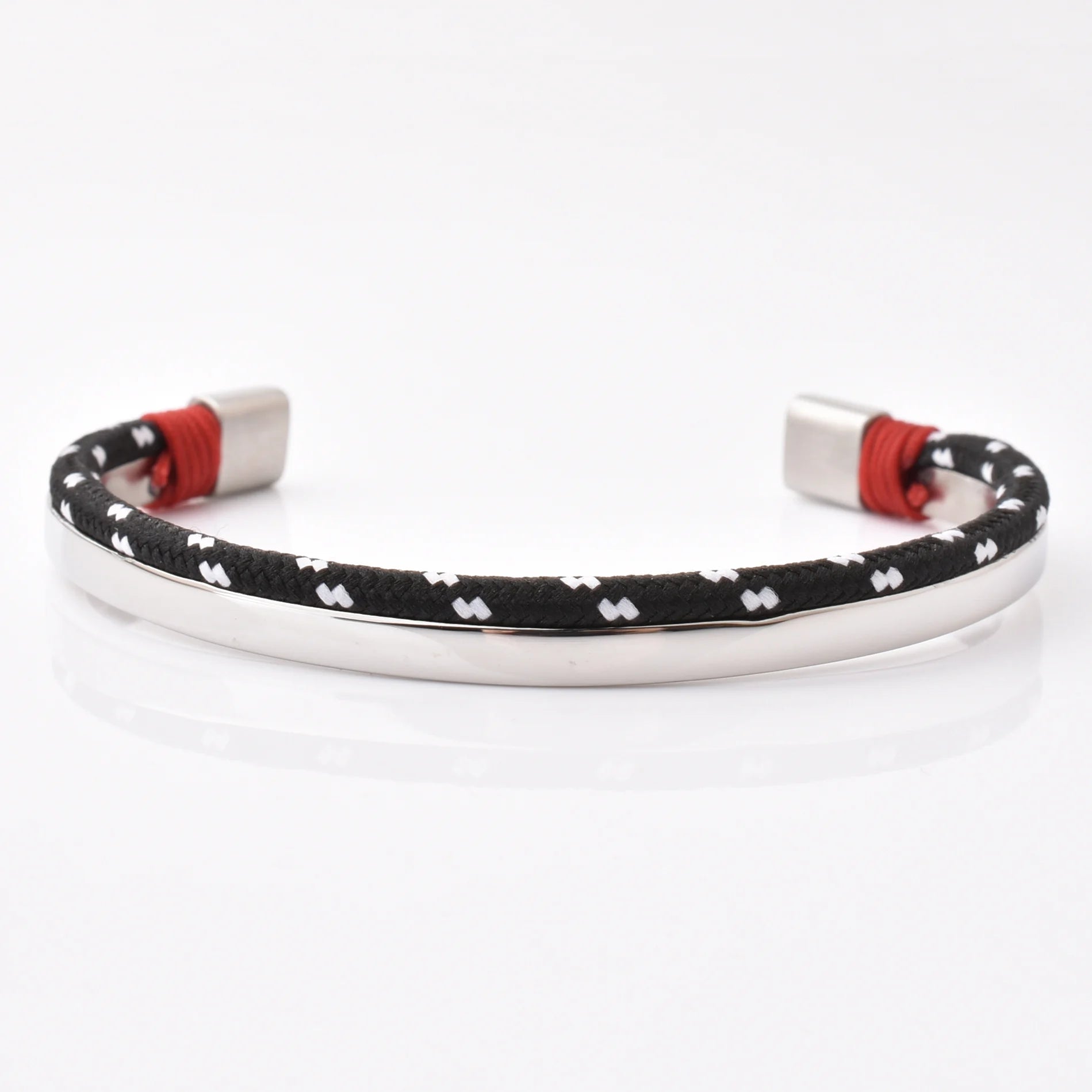 Custom Logo Oem Stainless Steel Men Nylon Cord Bangle Open Cuff Friendship Gift Bangle