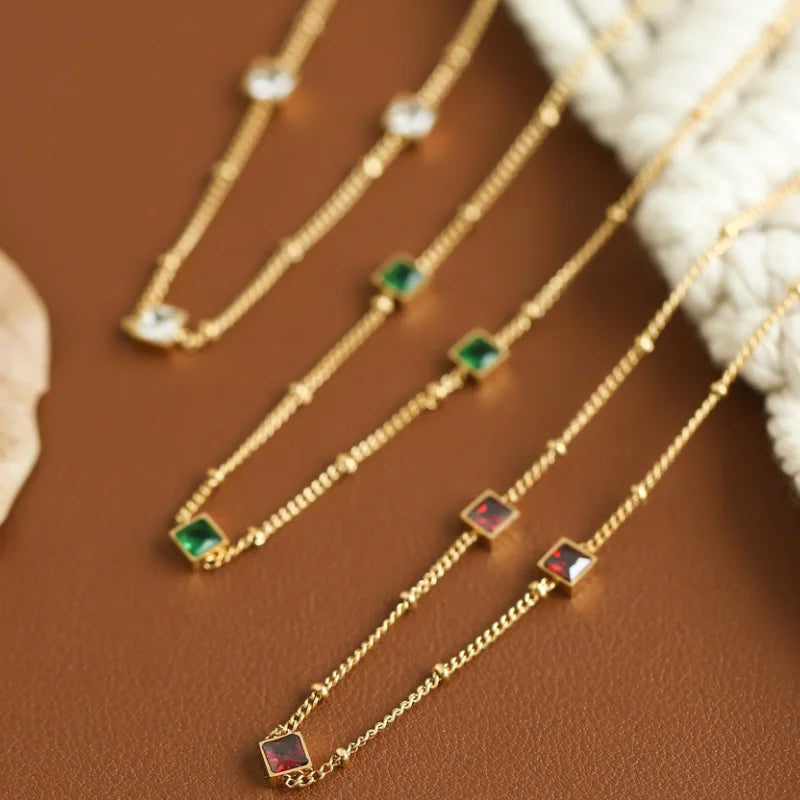 90s Fashion Stainless Steel Zirconia Summer Outfits Chic Hypoallergenic Gold Asethetic Chain Choker Elegant Necklace Women