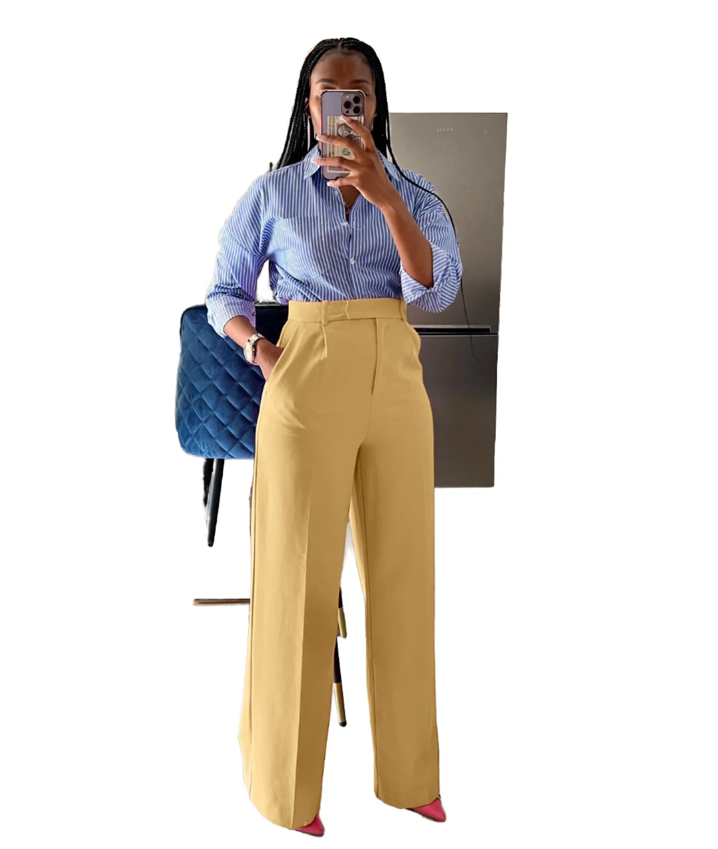 Women's Classic Style Solid Color High Waist Office Pants New Product-Zipper Fly Casual Style Straight Trousers for Summer