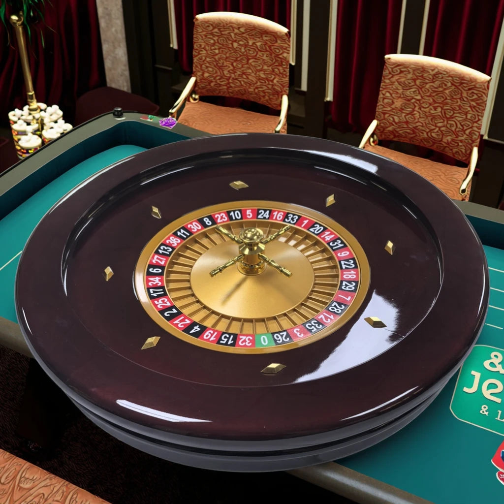 QINLONG 20 Inch Luxury Solid Wooden Roulette Wheel Professional Casino Style Red Color for Family Gaming & Toys Application