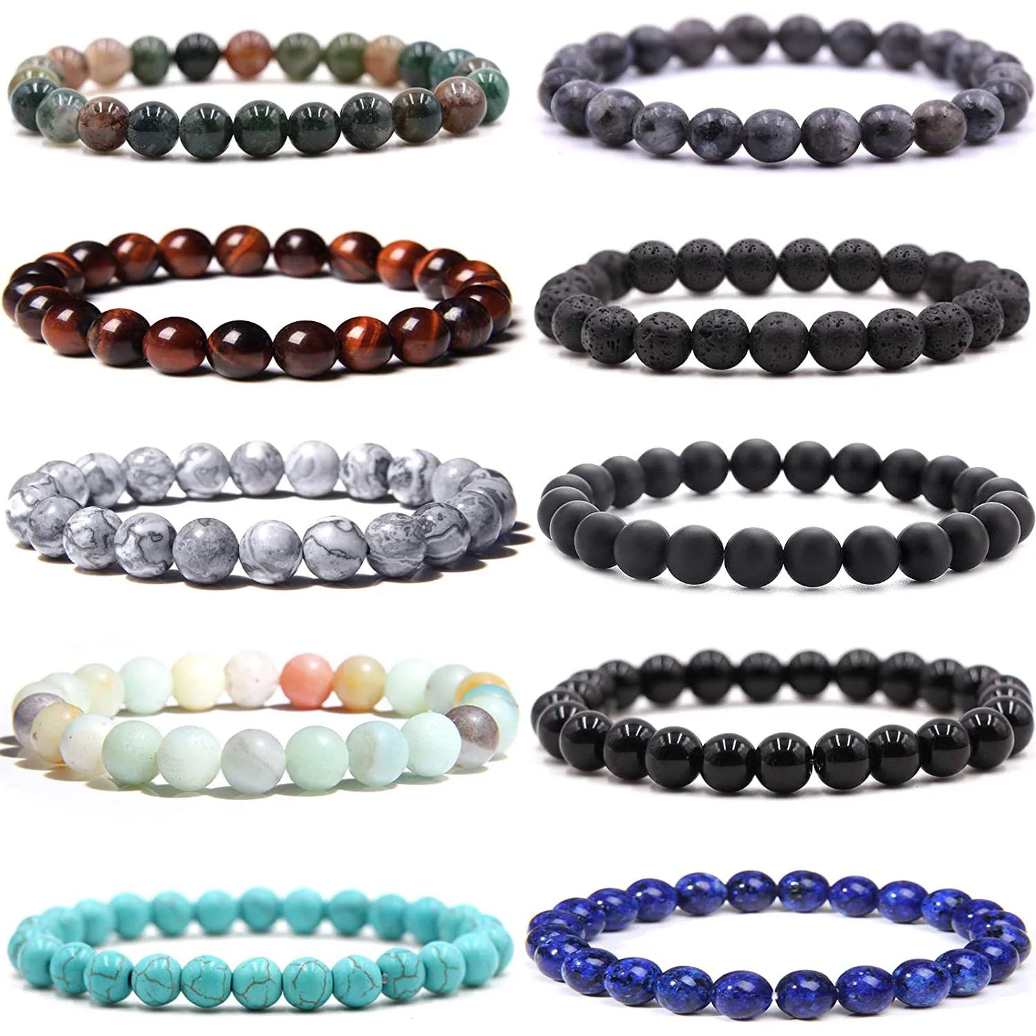 Fashion Hot Selling Tiger Eye Stone Beads 8mm Natural Stone Beaded Bracelet Multicolor Wholesale
