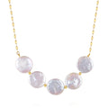 New Arrival 925 Silver Jewelry Wholesale 14k Gold Vermeil Five Flat Pearl Fish Lips Chain Necklace for Women Gift