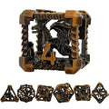 Premium DND RPG Hollow Metal Dice Heroquest Movie Ttrpg Dice Set with Dragon Inside