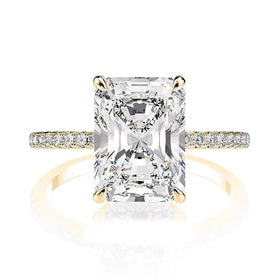 Luster 925 Silver White Gold Plated 4ct Radiant Moissanite Engagement Jewelry 10K 14K Gold Moissanite Ring With Certificate