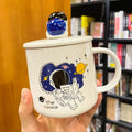 3D Round Astronaut Cute Planet Ceramic Mug Couple Couple Drinking Super Cartoon Office Tea Cup Kawaii Mug Coffee Mug Cool Cup