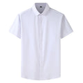 2023 Large Size Men's Short Sleeve Shirt Fat Man Summer Business Casual Thin Solid Color Shirt