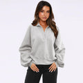 Wholesale Fashion Oversized Long Sleeve Womens Turndown Collar Tops Buttons Pullover Sweatshirt