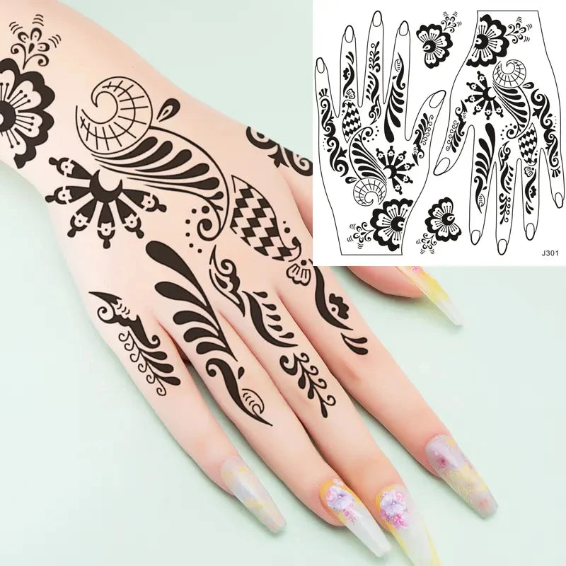 Factory Wholesale Disposable 3D Waterproof Lace Temporary Tattoo Stickers Beauty Semi-permanent Body Painting Art Henna Paper