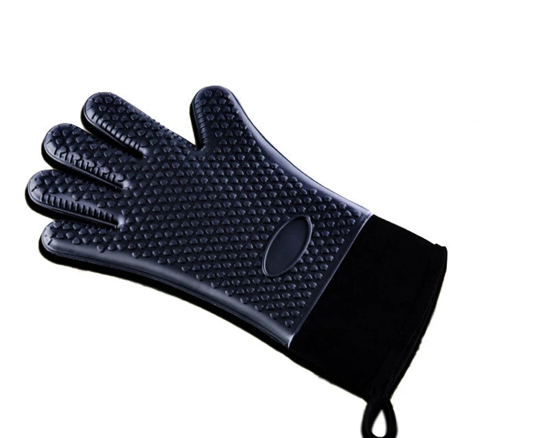 Professional Grilling Heat Resistant Gloves BBQ Kitchen Silicone Oven Mitts Long Waterproof Non-Slip Potholder for Cooking