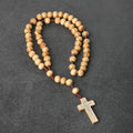 Cheap Catholic Wood Grain Rosary with Wooden Beads and Jesus Cross Religious Jewelry for Christ Followers Wholesale