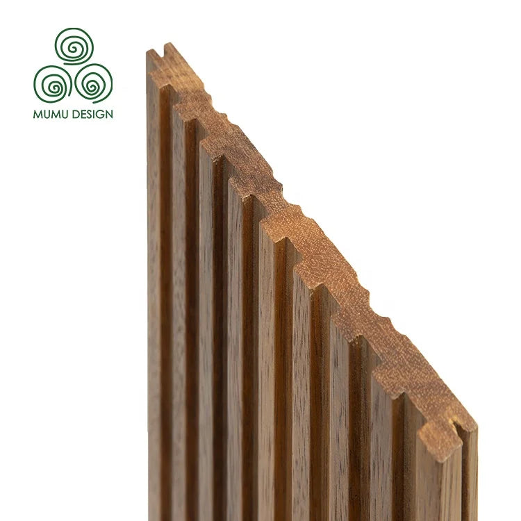 MUMU Indoor Carved 3D Wooden Tile Natural Oak Acoustic Slat Wood Wall Panels for Wall Cladding