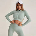 Seamless Tummy Control Scrunch Fitness Jacker High Waist Leggings Outfit Workout Gym Active Wear Yoga Suit Lady Set