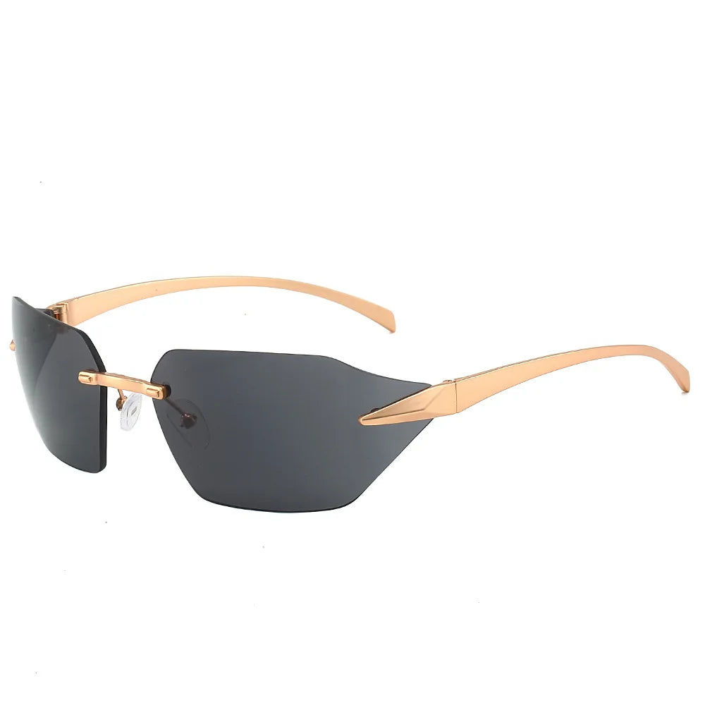 2026 Rimless Men Trending Women Logo Personality Sunglasses Rhinestone Custom Eyeglass Shades Fashion UV400 Designer Eyewear