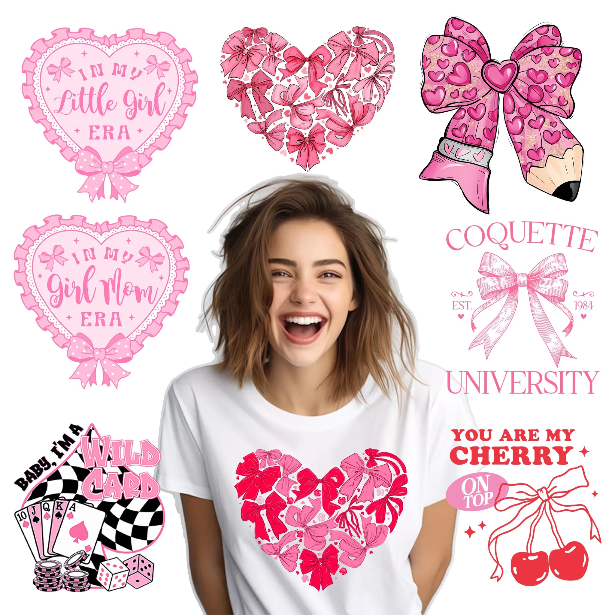 Loved Bow DTF Heat Transfer Designs Plastisol Ink Hot Cold Peel Transfers Easy to Press with Home Iron No MOQ Support Custom