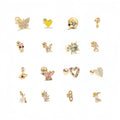 Zuola Trendy 5A Zircon-Studded Titanium Steel Stud Earrings Bear Design Durable Gold Plated Women's for Everyday Party