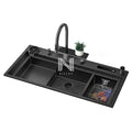 NLS 11550 Smart Modern Stainless Steel 304 Square Bowl 5-Hole Undermount Splash Guard Black Touch Screen Panel Kitchen Sink MegaBDM