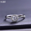 Silver 925 Original Round Brilliant Cut 0.5 Carat Diamond Test Past D Color Moissanite Wedding Ring for Girls Gift Fine Jewelry