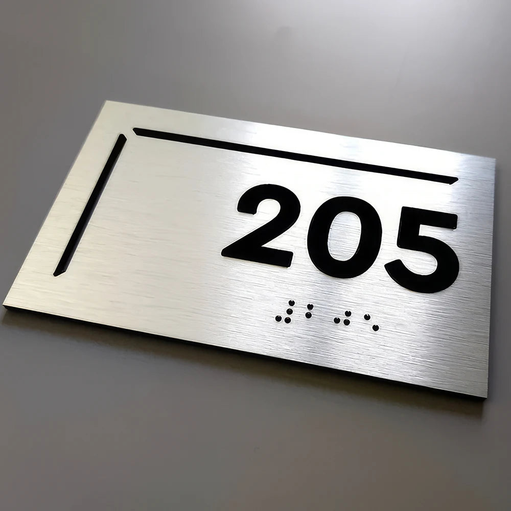 Lc Sign Customized Metal Door Room Number Address Number Stainless Steel House Number Braille Door Plaque for Hotel