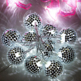 Hot Selling 10 Pieces Mirror LED Party Light String Bright Disco Ball String Lights Reflective Mini Disco Ball for Holiday