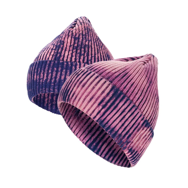 Outdoor Hip-hop Cold Hats Europe and America Warm Tie Dyed Woolen Knit Beanies Hats