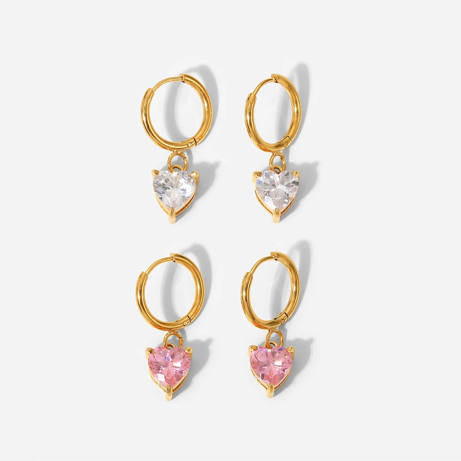 DUYIZHAO Ready to Ship Hot Sale Vacuum Gold Plated Heart Shape Cubic Zirconia Paved Huggie Earrings Tarnish Free Jewelry Women