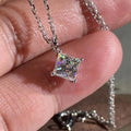 Huitan Refine Square CZ Princess Cut Generous Necklace Pendant Shiny Zirconia Silver Dainty Necklace Women