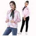 Ecowalson Basic Coats Solid Tracksuit for Women Retro Pink Jacket Ladies Fancy Dress Grease Costume Adult Size
