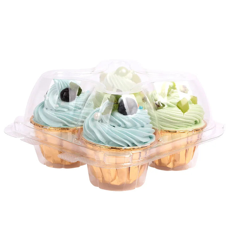 Hot Sale Transparent Cupcake Box Storage Tray Clear Plastic Baked Cake Packaging Box
