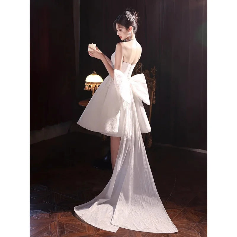 2025 Summer New Women's Dress Tube Top Bow Evening Dress Ladies Birthday Dress