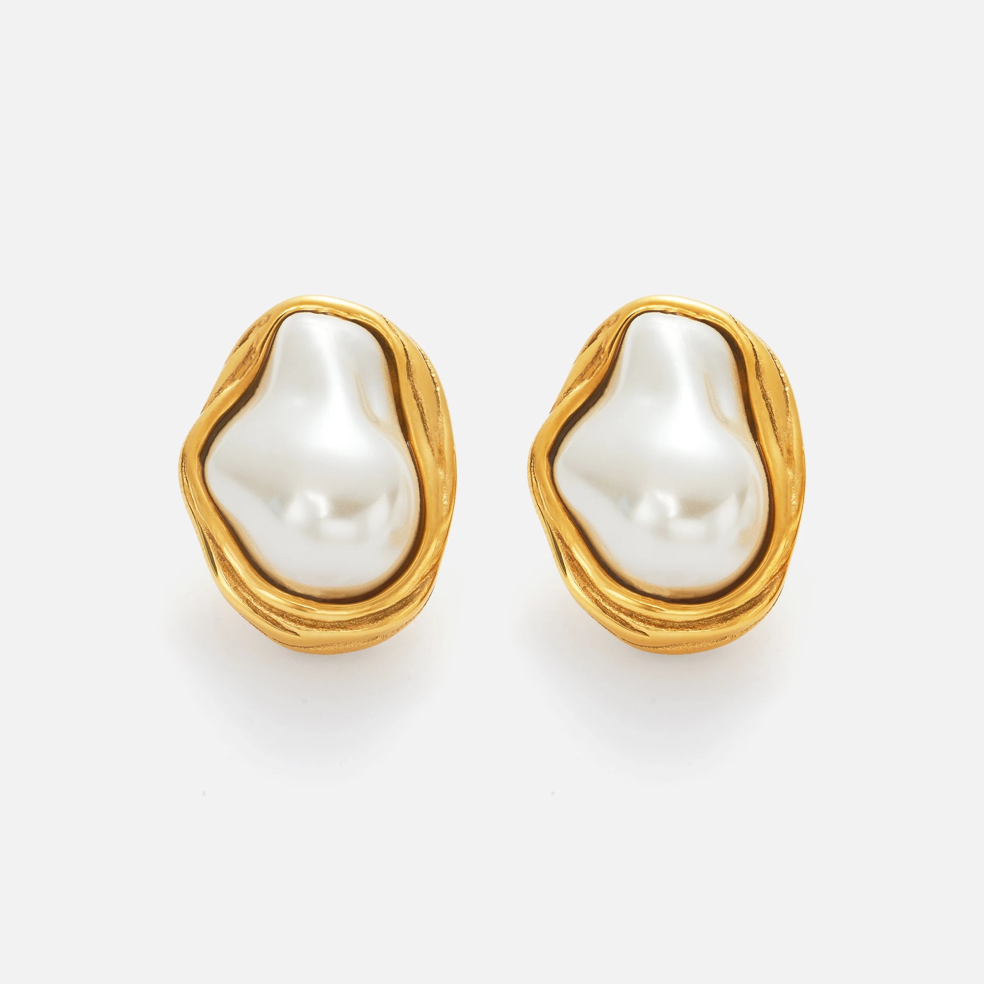 Dazan New Winter 18k Gold Plated Hypoallergenic Stainless Steel Vintage Hyperbole Irregular Baroque Pearl Dancer Earrings Gift