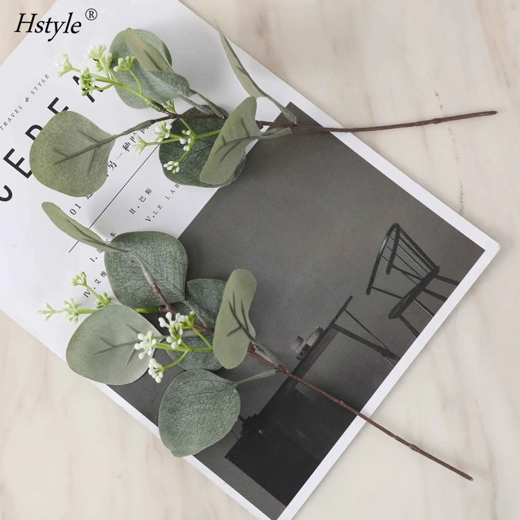 Artificial Eucalyptus Leaves Stems Eucalipto Branches Artificial Plants for Floral Bouquet Wedding Holiday Greenery Decor XH0067