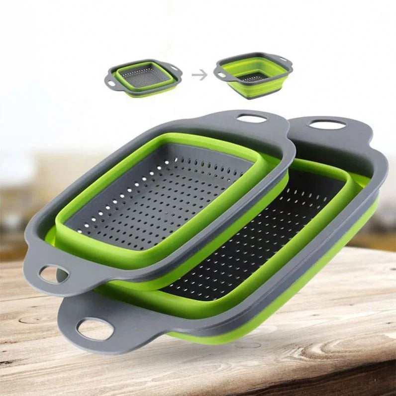 Foldable Strainer Basket Collapsible Colander Sets Square Shape Fruit Vegetable Washing Drainer Kitchen Baskets